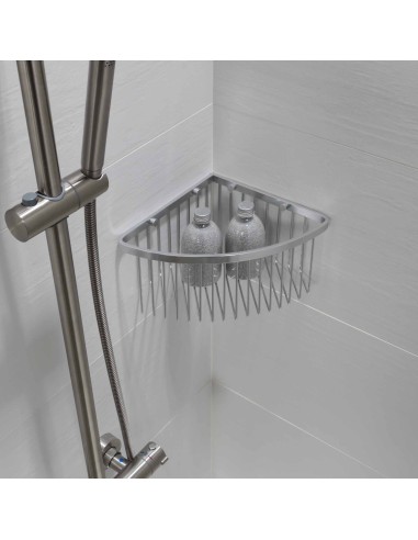 Contenedor de ducha esquinero de Baho en aluminio brillante